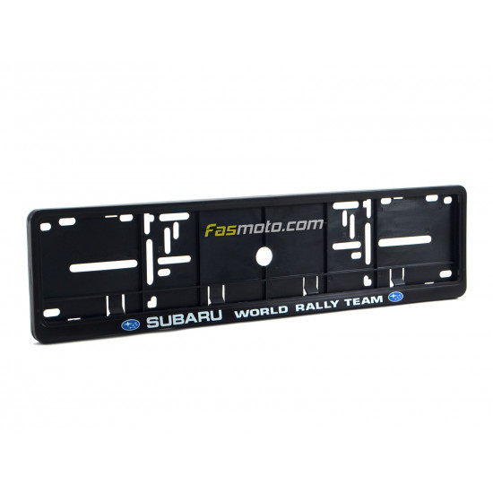 Subaru World Rally Team Single Row 530mm Vehicle Registration License Plate Frame (Black)