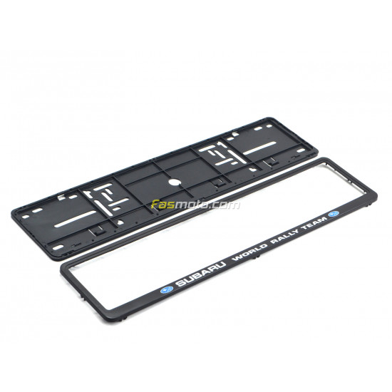 Subaru World Rally Team Single Row 530mm Vehicle Registration License Plate Frame (Black)