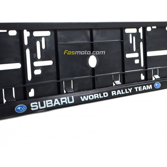 Subaru World Rally Team Single Row 530mm Vehicle Registration License Plate Frame (Black)