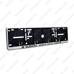 Subaru World Rally Team Single Row 530mm Vehicle Registration License Plate Frame (Silver)