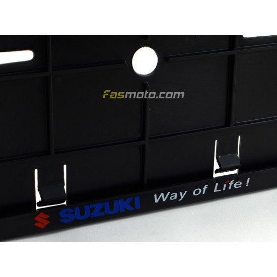 Suzuki Way of Life Double Row 335mm Vehicle Registration License Plate Frame (Black)