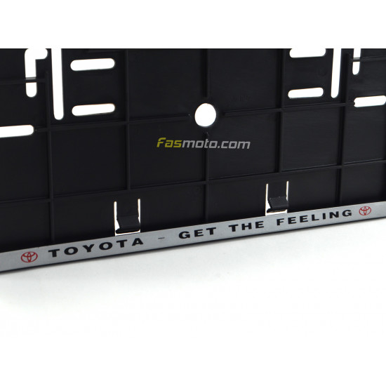 Toyota Get the Feeling Double Row 335mm Vehicle Registration License Plate Frame (Silver)