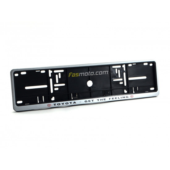 Toyota Get the Feeling Single Row 530mm Vehicle Registration License Plate Frame (Silver)