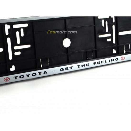 Toyota Get the Feeling Single Row 530mm Vehicle Registration License Plate Frame (Silver)