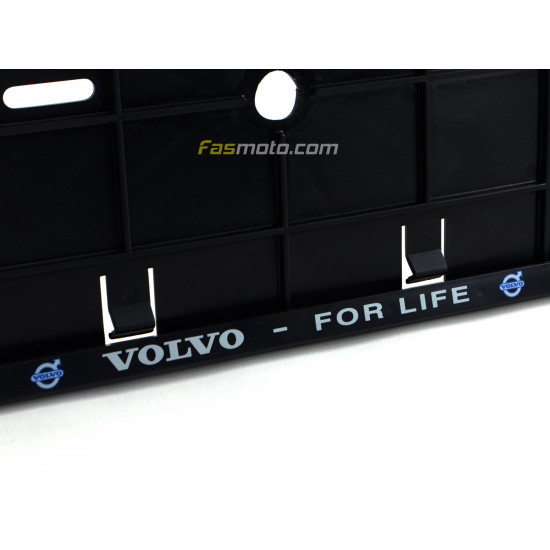 Volvo For Life Double Row 335mm Vehicle Registration License Plate Frame (Black)