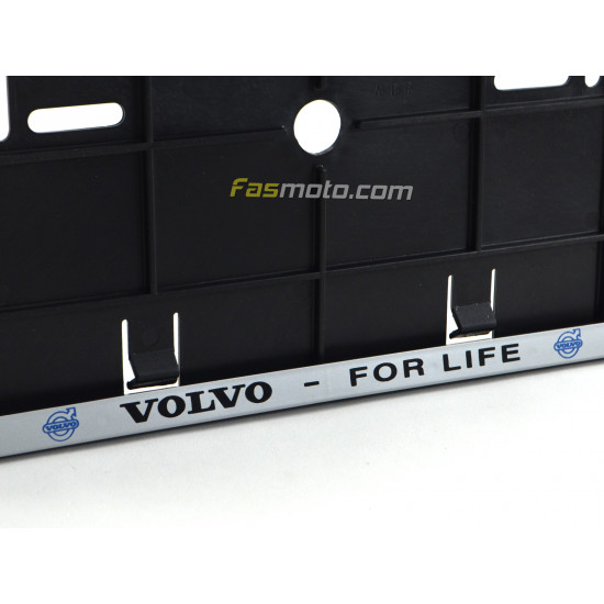 Volvo For Life Double Row 335mm Vehicle Registration License Plate Frame (Silver)