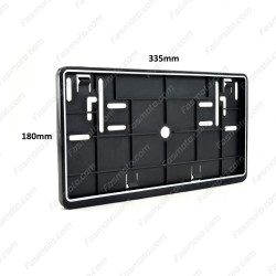 Black with Silver Outline Double Row 335mm Vehicle Registration License Plate Frame