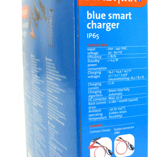 Victron Energy Automotive Blue Smart IP65s Charger 6V/12V 1.1A 230V for Lead Acid, AGM and Lithium Ion Car Batteries