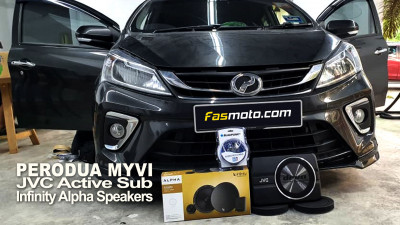 Perodua Myvi Advance 3rd Gen JVC CW-DRA8 Active Sub Infinity Alpha 650C Speakers Install