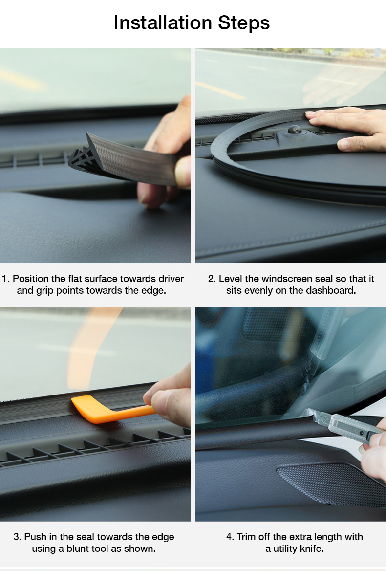 Car Windshield Windscreen Dashboard Seal for Sound Proof and Dust Proof - 1.6m