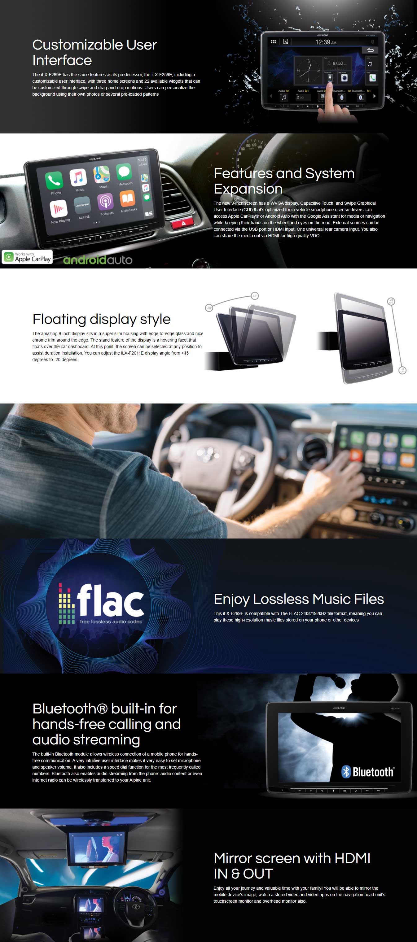 Alpine Halo9 iLX-F269E 9 inch Apple CarPlay Android Auto Audio Receiver