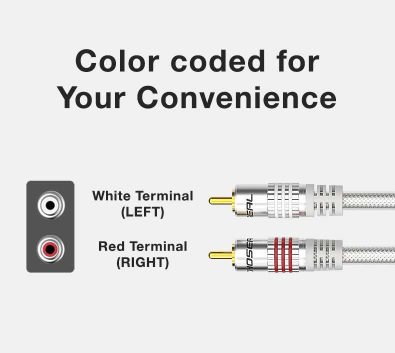 Choseal QS6772 Oxygen Free Copper RCA Cable with Gold Plating Terminals