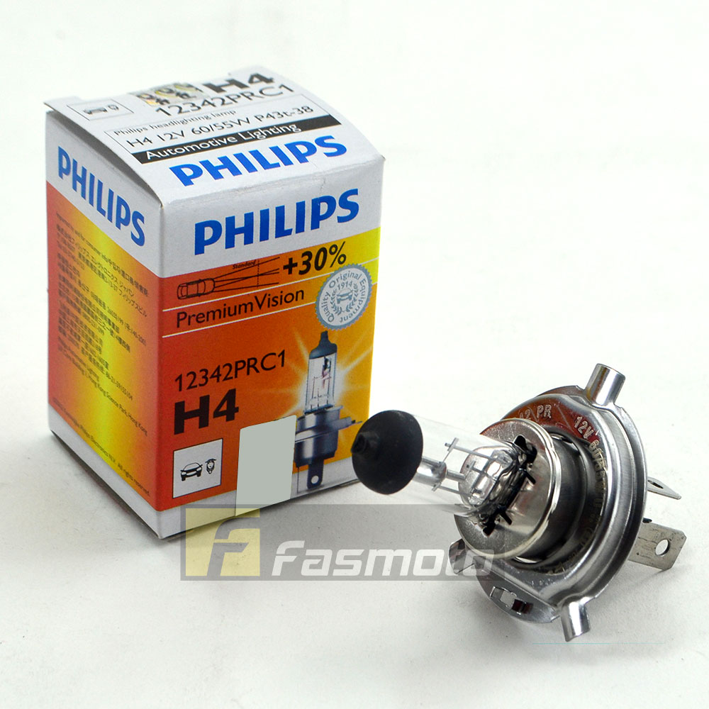 18.12342 Philips Philips Ampoule 12 Volts, 60/55W, culot:P43t, H4  (Vision)+30% de lumière en plus