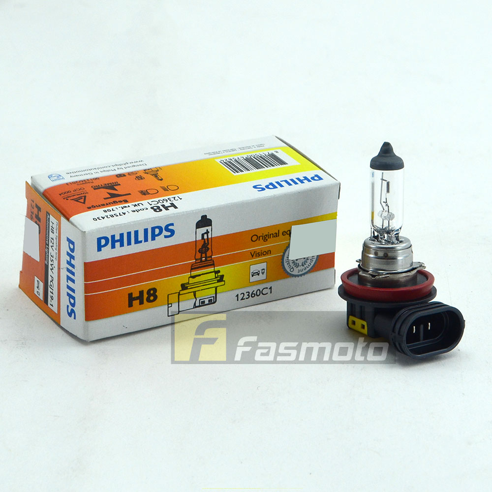 Philips 12360C1 H8 OE Standard Replacement 12V 35W PGJ19-1 Single Filament Head Lamp Bulb