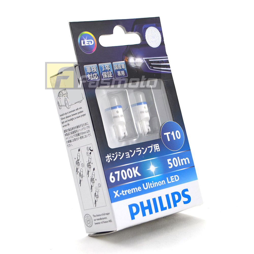 Philips 127996700KB2 T10 X-treme Ultinon LED Ceramic 6700K 50 Lm 12V Twin Pack