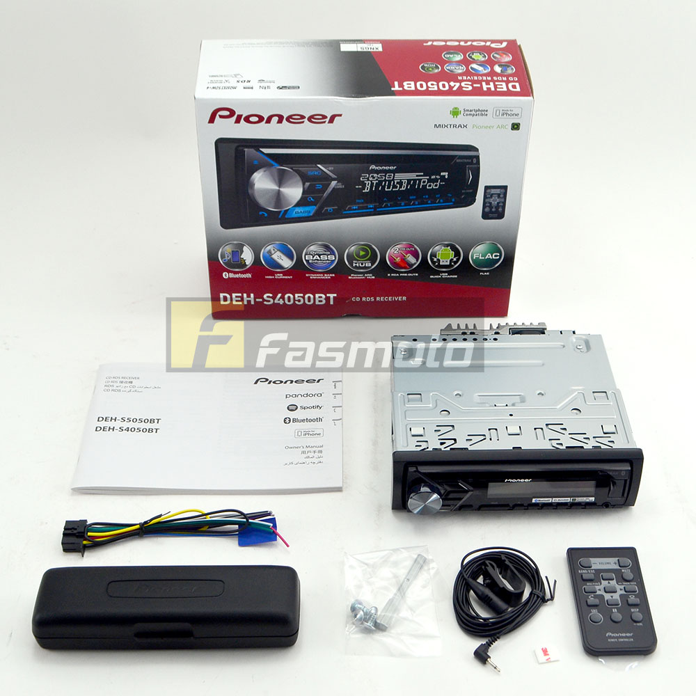 Pioneer DEH-S4050BT Single DIN Dual Bluetooth FLAC CD USB 2 Pre-outs Receiver 