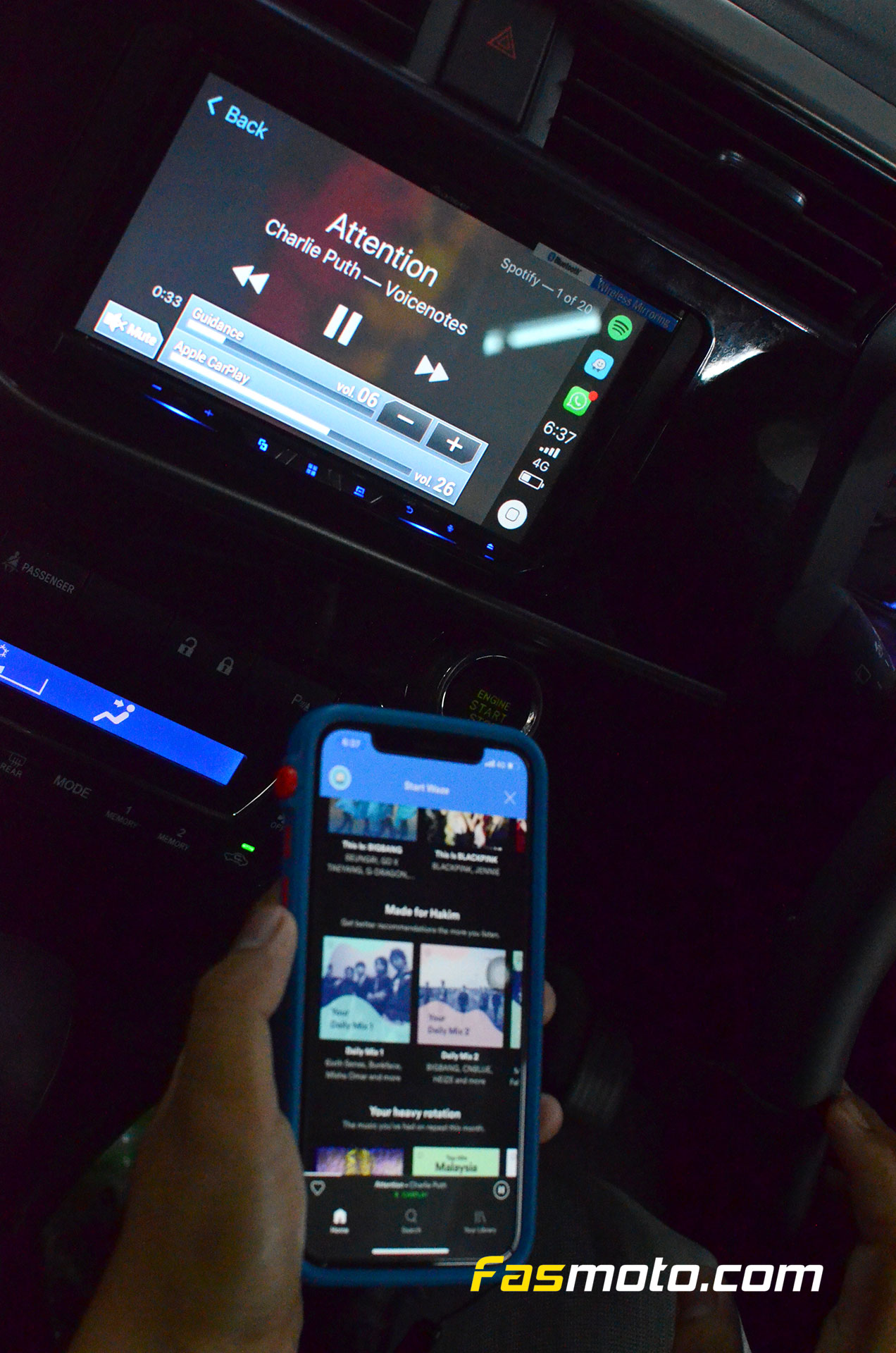 Spotify via Wireless Apple CarPlay 