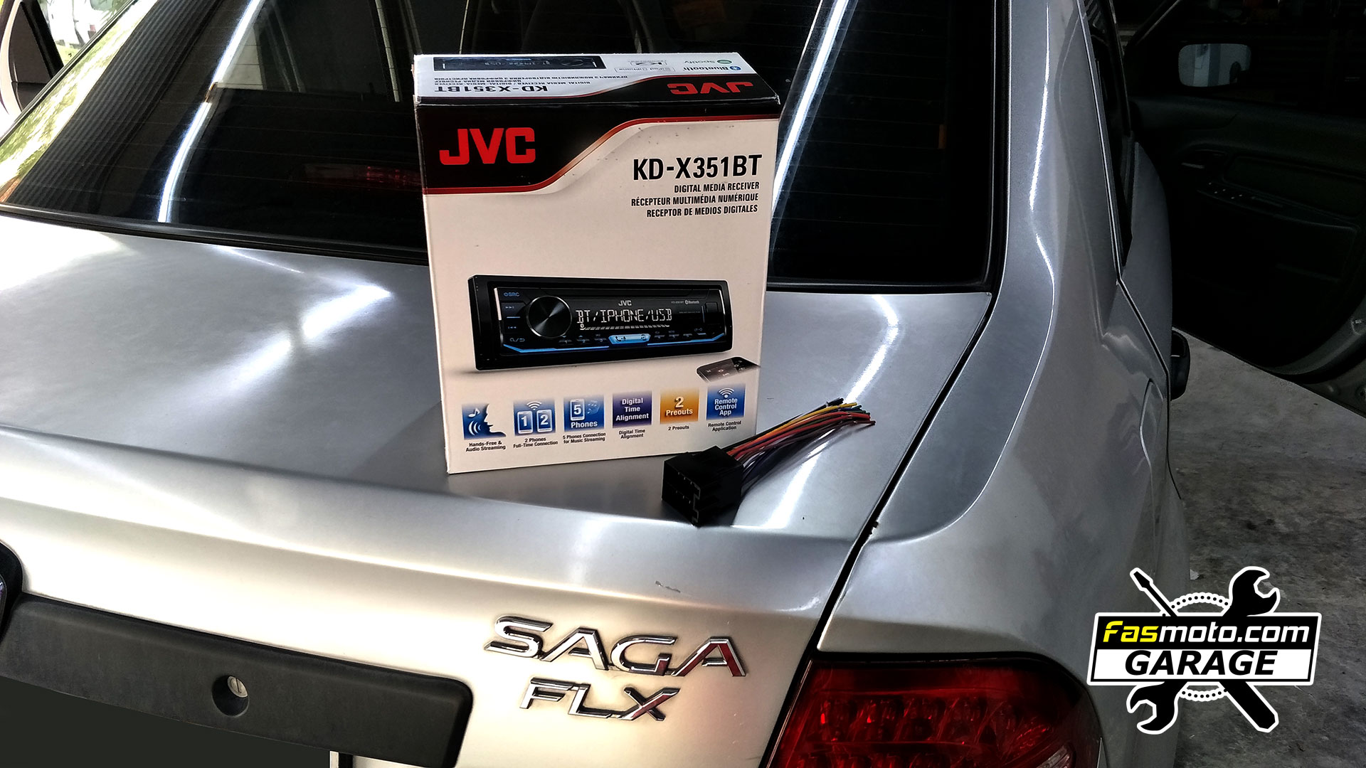 Proton Saga FLX JVC KD-X351BT Install